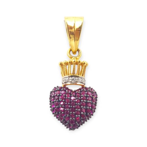 Beautiful Heart Shape Gold Pendant with Crown and Beautiful Design